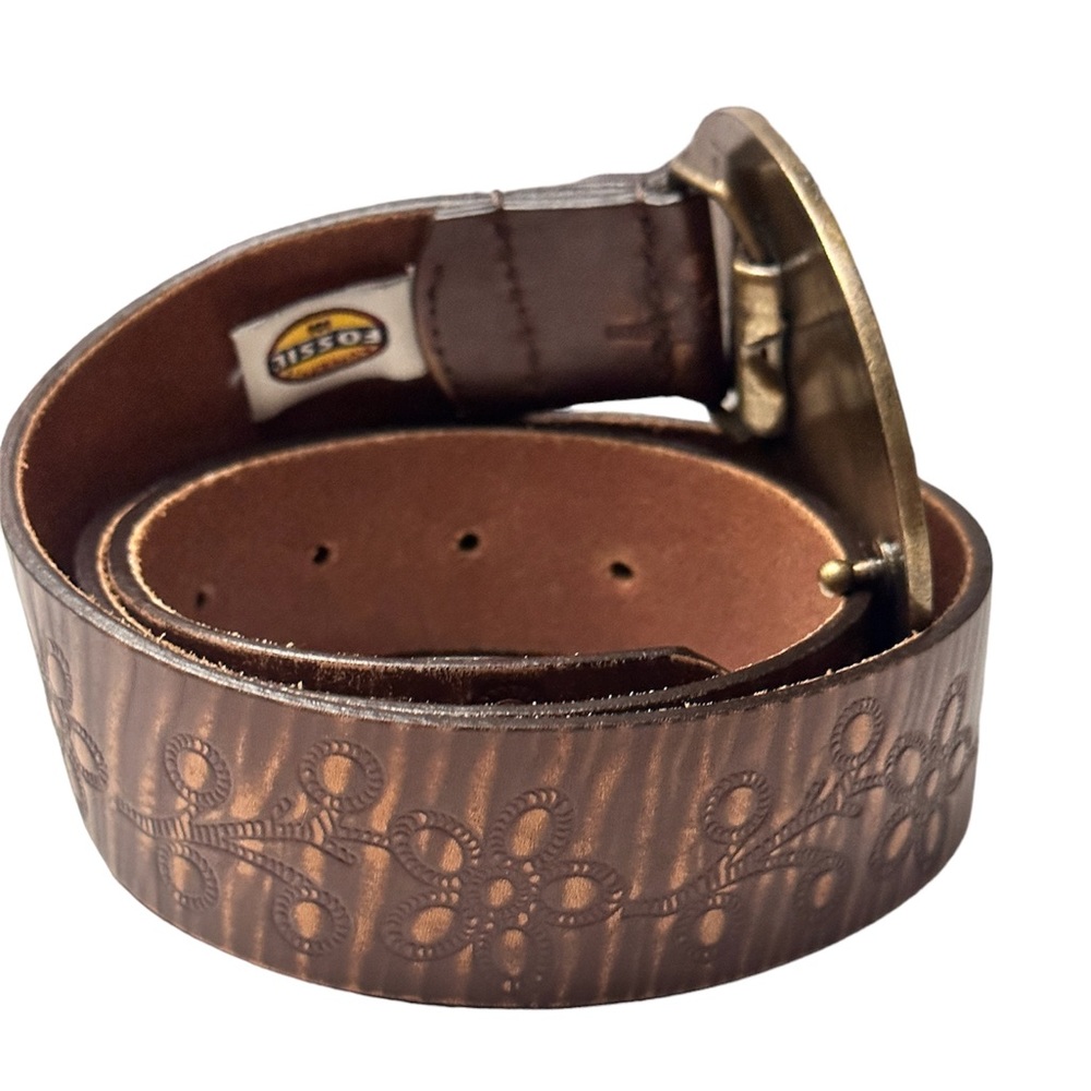 Fossil Studded/embroidered Round Buckle Leather Belt Size S - Picture 2 of 7